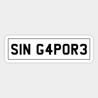 Singapore car license plate Sticker